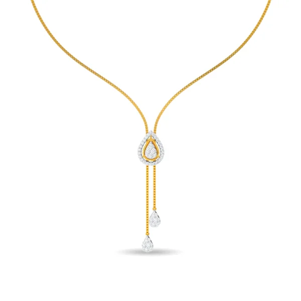 Gold Lab Diamond Teardrop Concentric Necklace