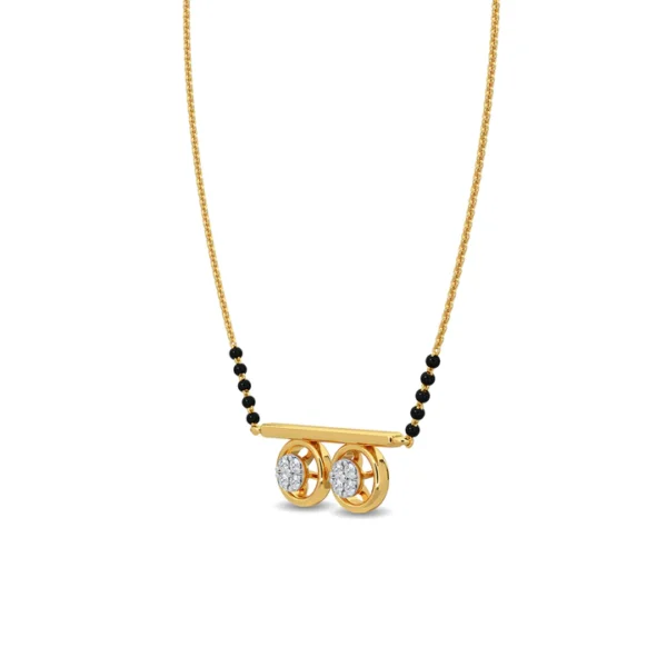 Gold Diamond Two Circular Pendant Mangalsutra - Image 4