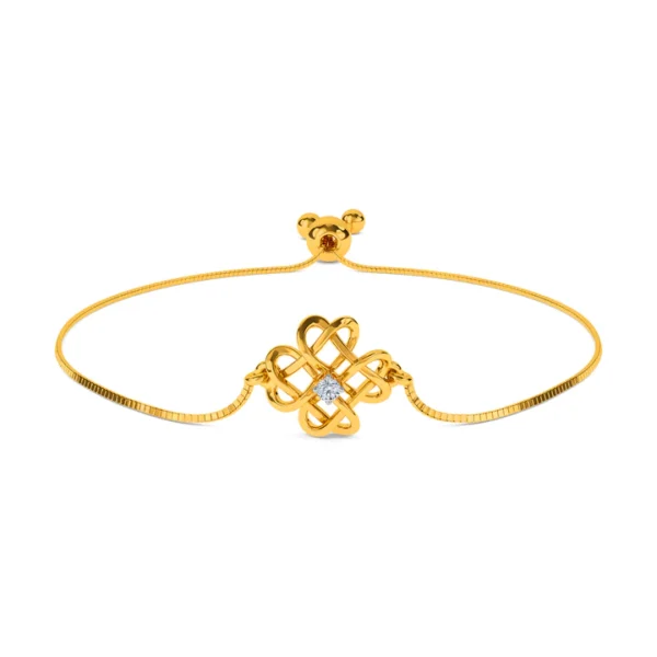 Gold Interwind Heart Solitaire Lab Grown Diamond Bracelet