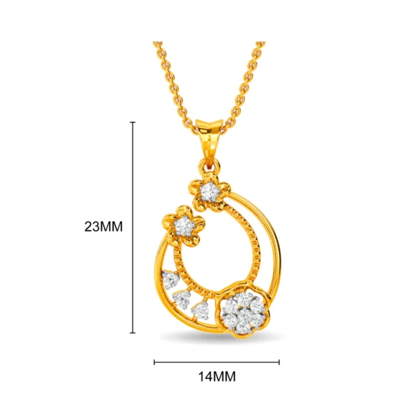 14KT Gold Flower Cluster Lab Diamond Pendant - Image 2