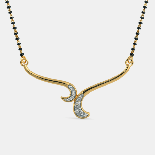 Golden Crescent Diamond Mangalsutra Pendant