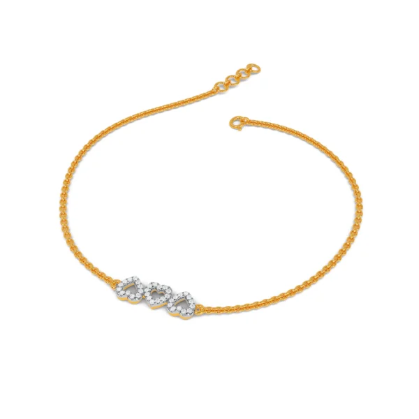 Golden Embrace of Sparkling Lab Diamond Hearts Bracelet - Image 4