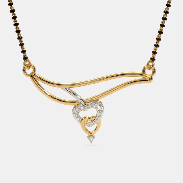 Heart Shaped Gold Diamond Mangalsutra Pendant