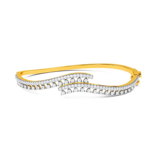 Intricate Gold Lab Grown Diamond Wave Pattern Bracelet