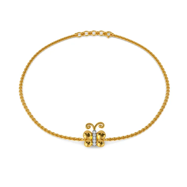 Intricately Designed Gold Diamond Butterfly Bracelet - Image 4