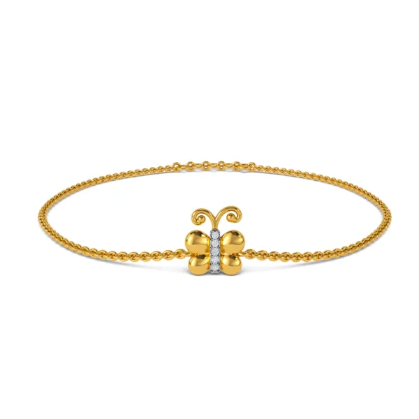 Intricately Designed Gold Diamond Butterfly Bracelet