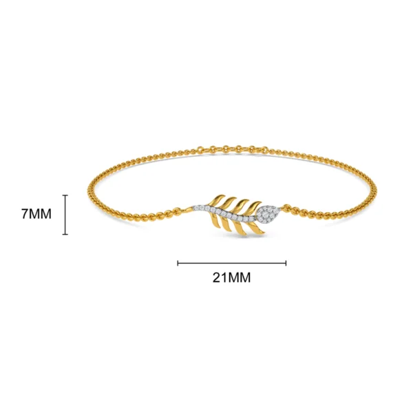 Gilded Grace: Gold Diamond Leaf Bracelet - Image 5