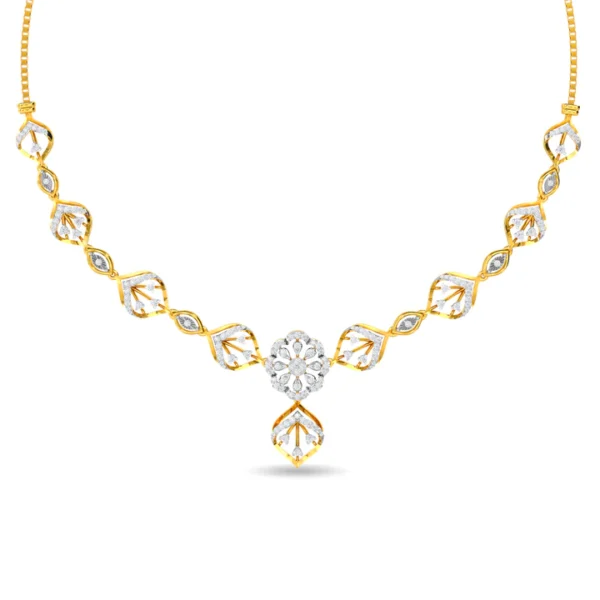 Leaf Petal Shape Grand Royal Diamond Necklace - Image 3