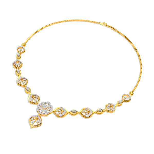 Leaf Petal Shape Grand Royal Diamond Necklace - Image 4
