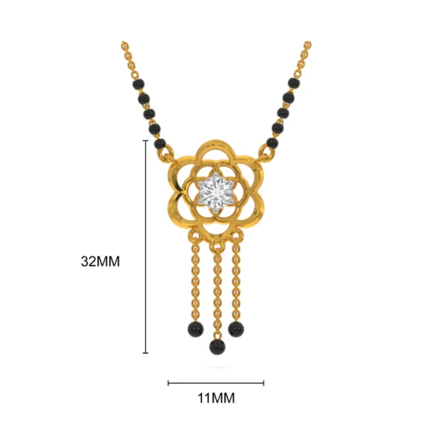 Gold Diamond Lotus Flower Pendant Mangalsutra - Image 4