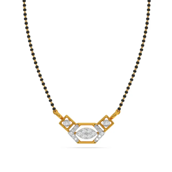 Luxurious Gold Diamond Geometric Pendant Mangalsutra