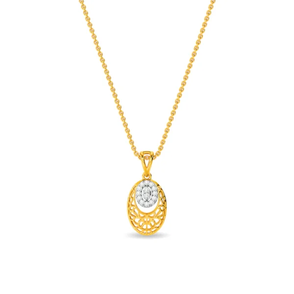 Oval Shape Gold Lab Diamonds Designer Pendant For Female