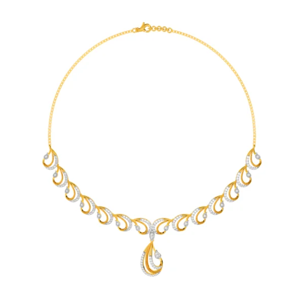 Peacock Feather Gold Lab Diamond Necklace