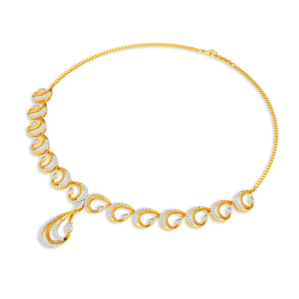 Peacock Feather Gold Lab Diamond Necklace - Image 4