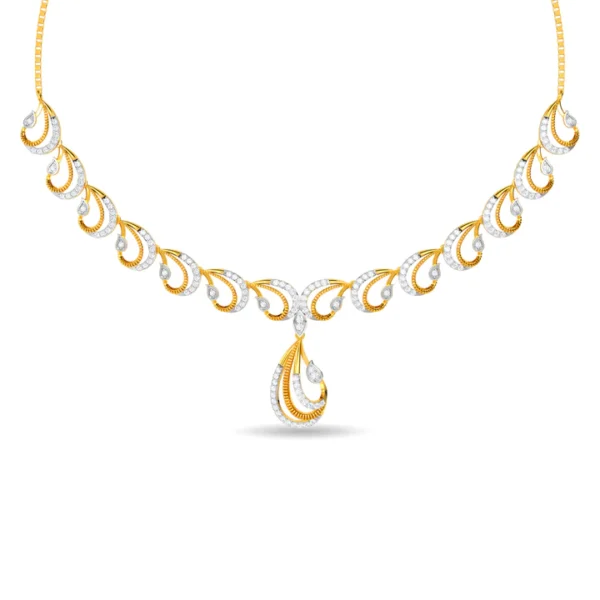 Peacock Feather Gold Lab Diamond Necklace - Image 2