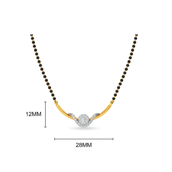 Radiant Full Moon Shape Gold Diamond Mangalsutra - Image 6