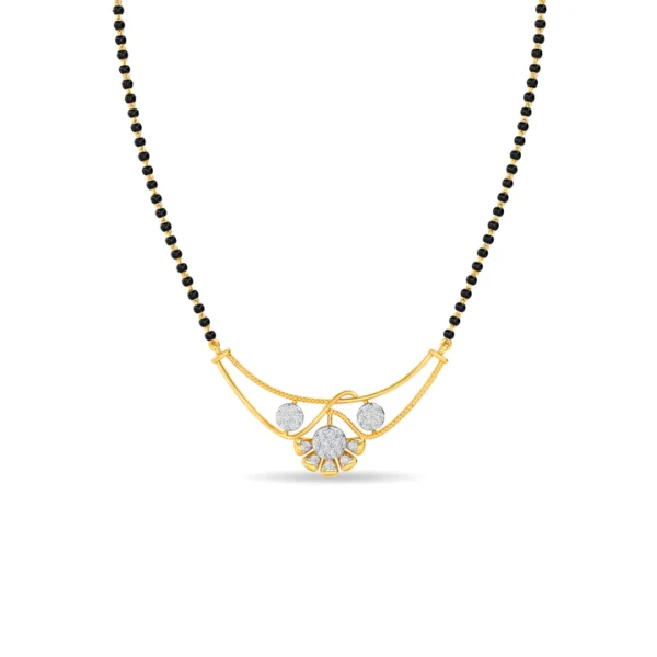 Radiant Gold Diamond Mangalsutra with Floral Design