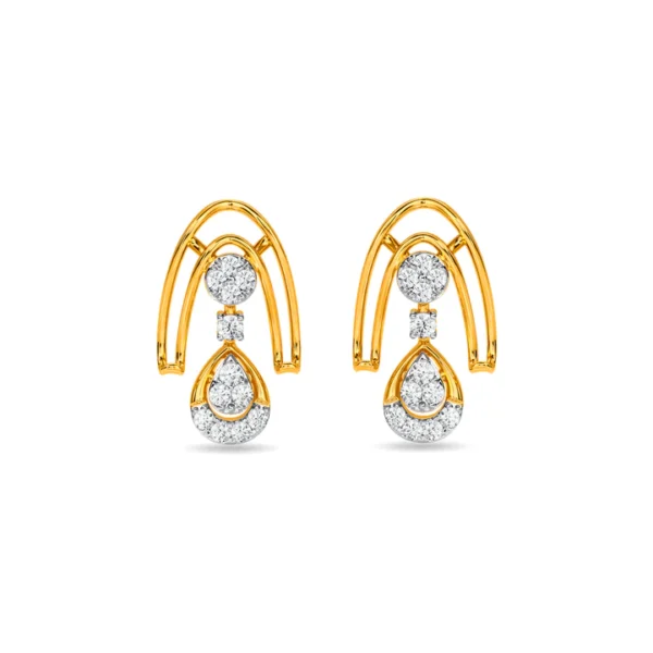Radiant Gold Teardrop Diamond Hoop Earrings