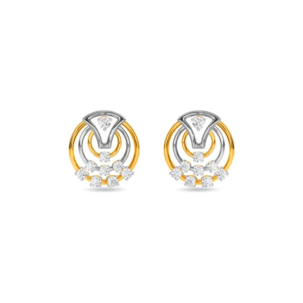 Radiant Orbit Yellow & White Gold Diamond Stud Earrings