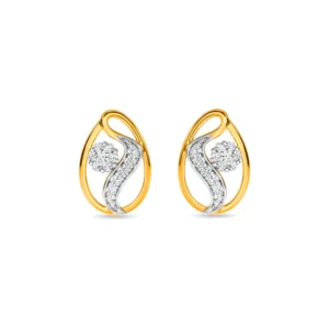 Radiant Yellow Gold Diamond Cluster Stud Earrings