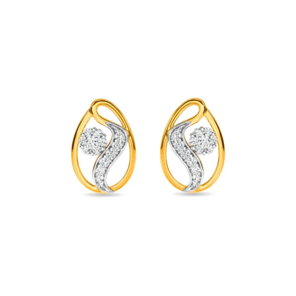 Radiant Yellow Gold Diamond Cluster Stud Earrings