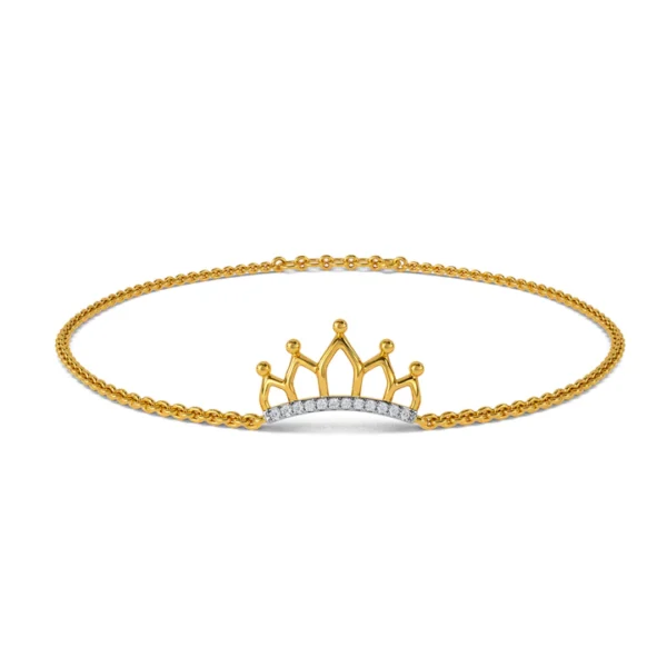 Regal Radiance Gold Lab Grown Diamond Crown Bracelet