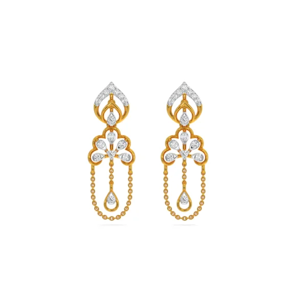 Regal Splendor Gold Diamond Chandelier Drop Earrings