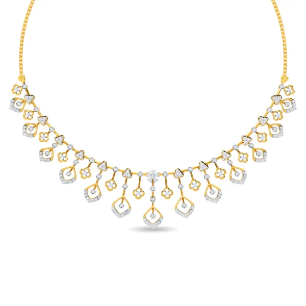 Serene Blossom Graceful Flower Design Lab Diamond Necklace - Image 4