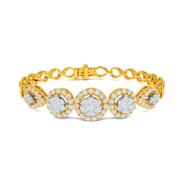 Sparkling Lab Grown Diamond Flower Bracelet in Lustrous Gold