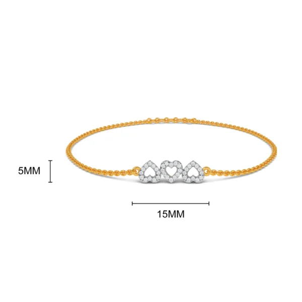 Golden Embrace of Sparkling Lab Diamond Hearts Bracelet - Image 5