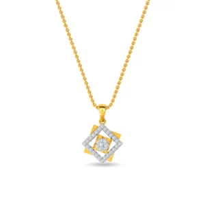 Square Lab Diamond Pendant in Yellow Gold