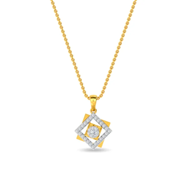 Square Diamond Pendant in Yellow Gold