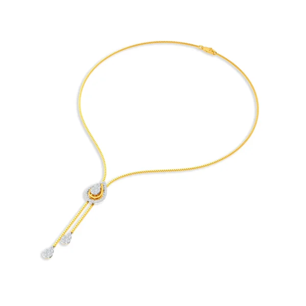 Gold Lab Diamond Teardrop Concentric Necklace - Image 3