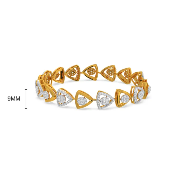 Gleaming Triangular Shaped Links Gold Lab Diamond Bracelet - Image 4