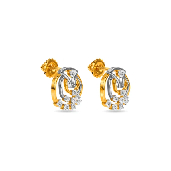 Radiant Orbit Gold Lab Diamond Stud Earrings - Image 4
