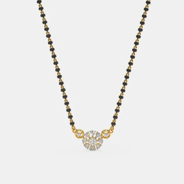 Delicate Floral Design Diamond Mangalsutra Pendant - Image 3