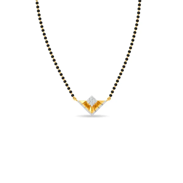 Geometric Design Gold Diamond Mangalsutra Pendant