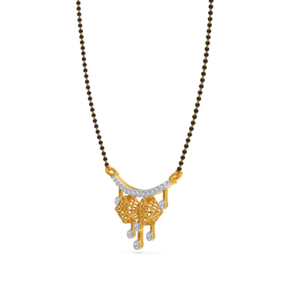 Exquisite Gold Diamond Hanging Hives Mangalsutra Pendant - Image 4