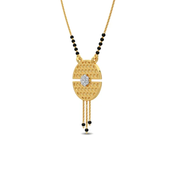 Chic Grid Pattern Circular Gold Diamond Mangalsutra - Image 4