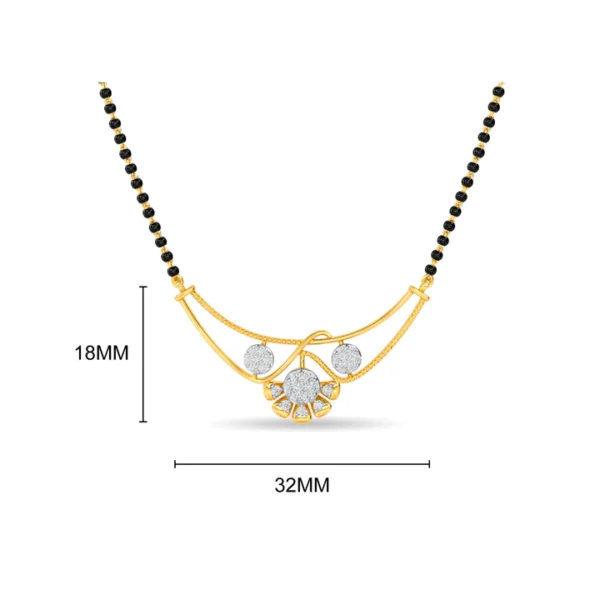 Radiant Gold Diamond Mangalsutra with Floral Design - Image 4