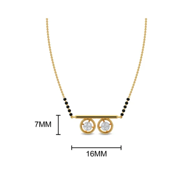 Gold Diamond Two Circular Pendant Mangalsutra - Image 3