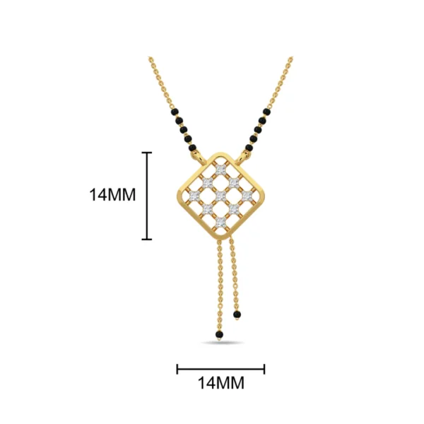 Elegant Gold Square Black Bead Mangalsutra with Diamonds - Image 3