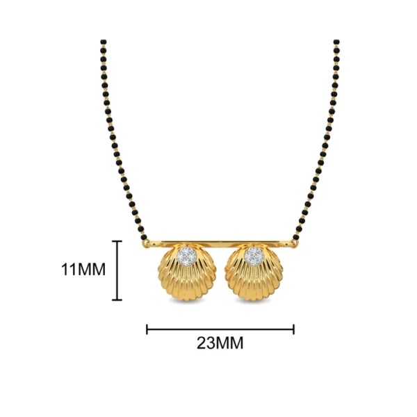 Oceanic Charm Sea Shell Design Gold Diamond Mangalsutra - Image 3