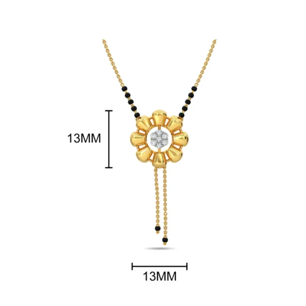 14KT Gold Lab Diamond Eight-Petal Flower Mangalsutra - Image 3