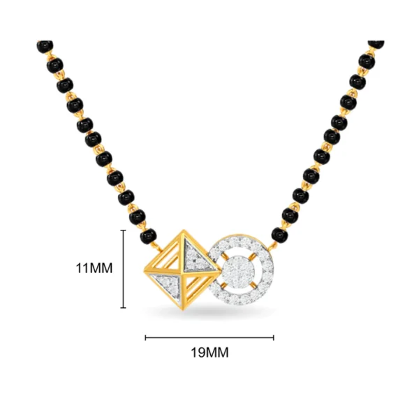 Gold & Diamond Geometric Bridal Mangalsutra Pendant - Image 4