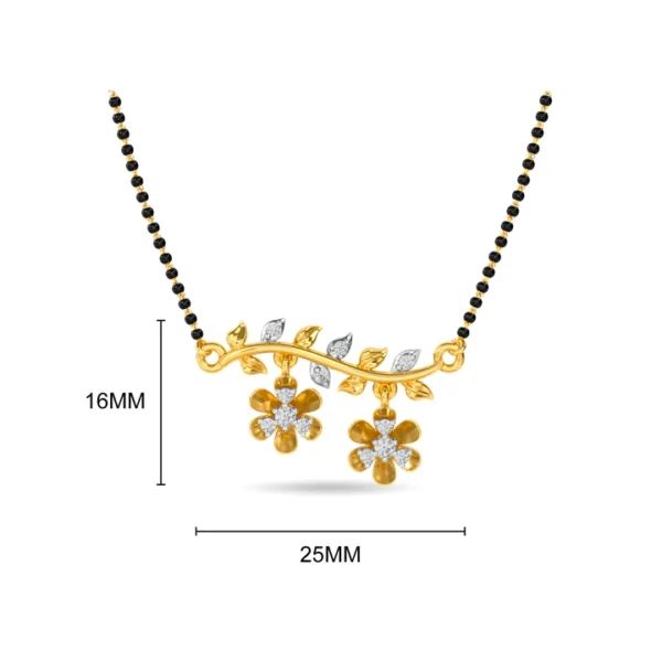 Exquisite Floral Gold Diamond Mangalsutra Pendant - Image 4