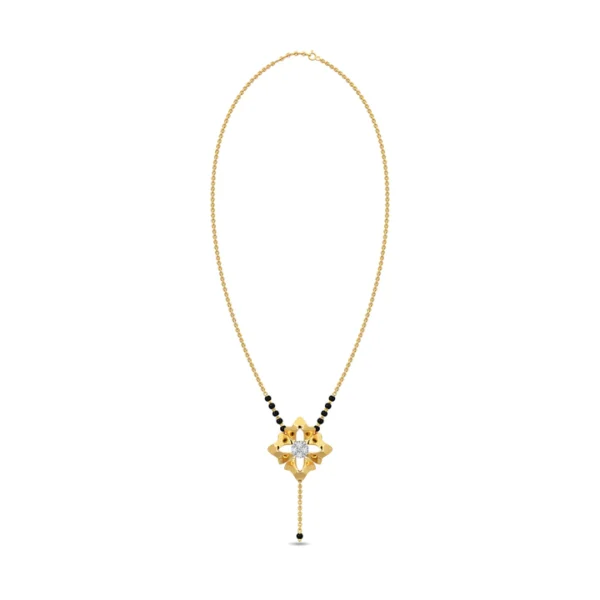 Square Gold Diamond Mangalsutra with Flower Design - Image 2