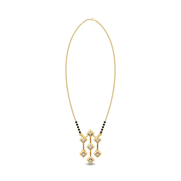 Elegant Gold & Diamond Geometric Design Mangalsutra - Image 4