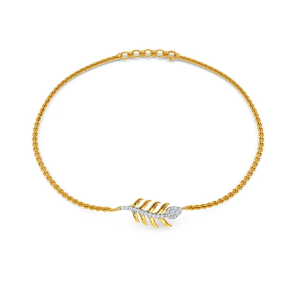 Gilded Grace: Gold Diamond Leaf Bracelet - Image 2