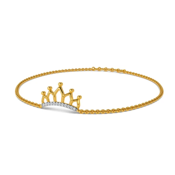 Regal Radiance Gold Lab Grown Diamond Crown Bracelet - Image 3